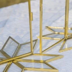Geometric Gardenia Garden Gold Glass And Brass Wedding Table Number Holder, Pressed Flower Frame -Ncyp Garden Sale Shop 290A0419