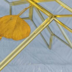 Geometric Gardenia Garden Gold Glass And Brass Wedding Table Number Holder, Pressed Flower Frame -Ncyp Garden Sale Shop 290A0517