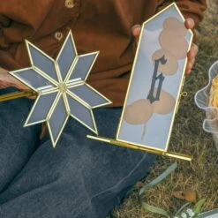 Geometric Gardenia Garden Gold Glass And Brass Wedding Table Number Holder, Pressed Flower Frame -Ncyp Garden Sale Shop 290A0639