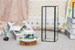 Tall Handmade Black Glass Candle Holder, Square, 9.8" Tall -Ncyp Garden Sale Shop 290A0968