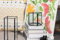 Short Handmade Black Glass Candle Holder, Square, 3.9" -Ncyp Garden Sale Shop 290A1019