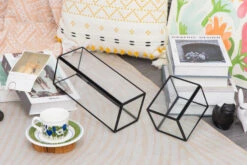 Short Handmade Black Glass Candle Holder, Square, 3.9" -Ncyp Garden Sale Shop 290A1032