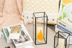 Tall Handmade Black Glass Candle Holder, Square, 9.8" Tall -Ncyp Garden Sale Shop 290A1048