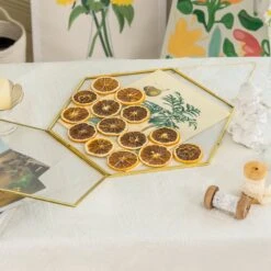 Wall Hanging Hexagon 12" Herbarium Brass Glass Frame For Thick Pressed Flowers, Dried Flowers, Poster, Coin, Double Glass, Floating Frame -Ncyp Garden Sale Shop 290A3130