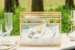 NCYP Wedding Card Box With Slot And Lock - 10.2x5.5x8.4 Inches - Gold Glass Envelope Box For Birthday Party Reception - Vintage, Arch-design, Centerpiece Decoration -Ncyp Garden Sale Shop 290A4524 01de8853 f020 4f24 8c79 ba85e2860f87