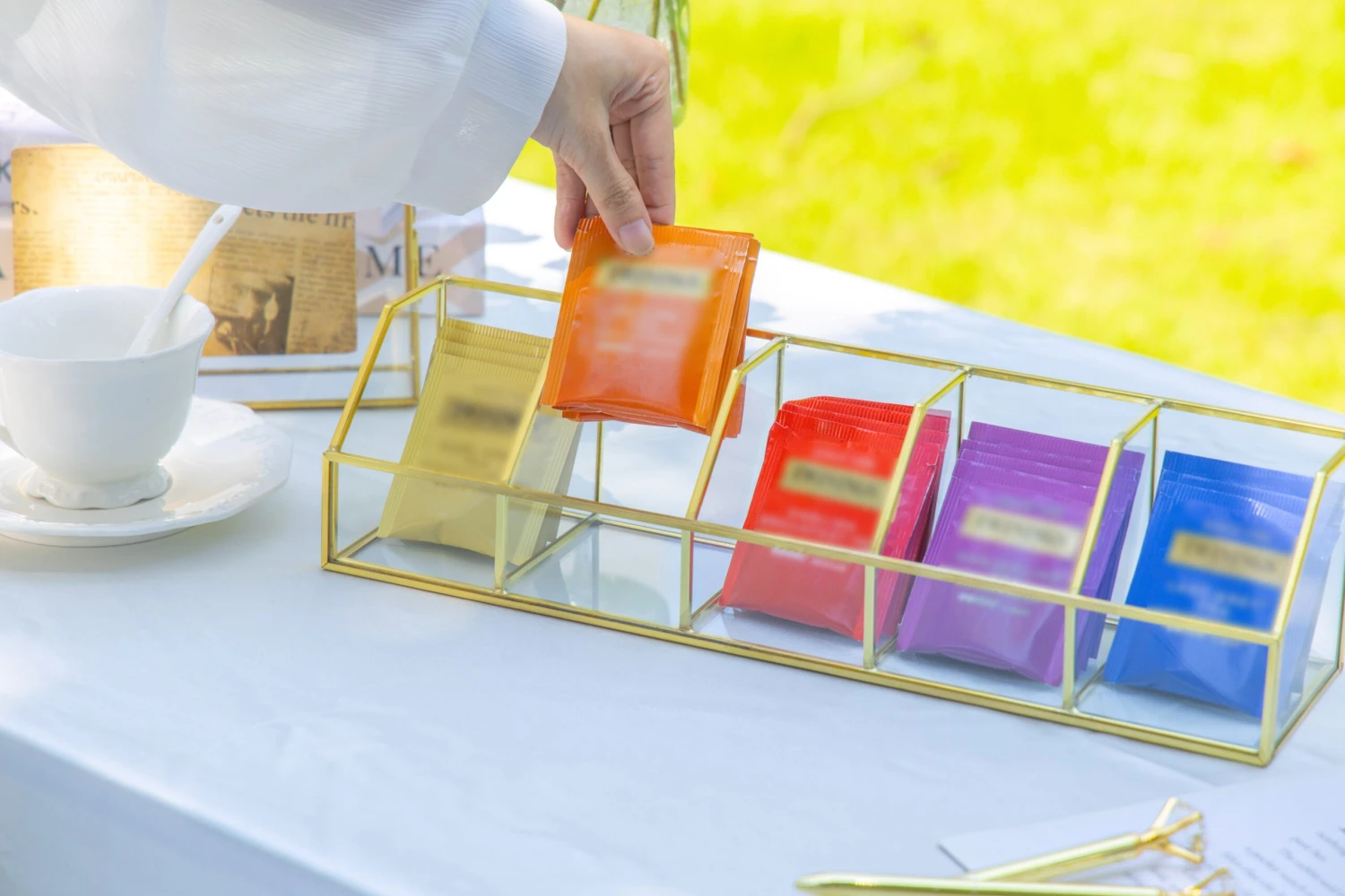 Glass Gold Tea Bag Box, 5 Compartments Box, Tea Lovers Gift Box, Tea Organizer, Christmas Gift 4 Glass Gold Tea Bag Box, 5 Compartments Box, Tea Lovers Gift Box, Tea Organizer, Christmas Gift - Image 4
