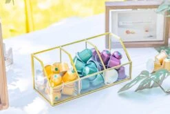 Glass Gold Tea Bag Box, 3 Compartments Box, Tea Lovers Gift Box, Tea Organizer, Christmas Gift -Ncyp Garden Sale Shop 290A6397