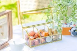 Glass Gold Tea Bag Box, 3 Compartments And Lid Storage Box, Tea Lovers Gift Box, Tea Organizer, Christmas Gift -Ncyp Garden Sale Shop 290A6418