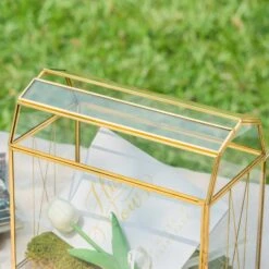 Nostalgic Cottage Barn Shape Gold Geometric Brass And Glass Card Box Terrarium With Slot, Heart Lock, Foot, Handmade For Wedding Reception 13 Nostalgic Cottage Barn Shape Gold Geometric Brass And Glass Card Box Terrarium With Slot, Heart Lock, Foot, Handmade For Wedding Reception -Ncyp Garden Sale Shop 290A6459