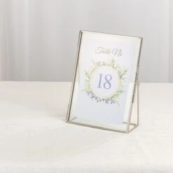 Silver Brass Tabletop Vintage Frame Geometric Ornament Plant Specimen Clip Modern Decor Card Holder 5X7" Reception -Ncyp Garden Sale Shop 290A7383 a3083cae cd71 4b00 b9d6 70a66ed2dd7a