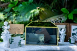 Handmade Black And Gold Large Geometric Glass Donation Box Terrarium With Slot And Lock -Ncyp Garden Sale Shop 290A9000