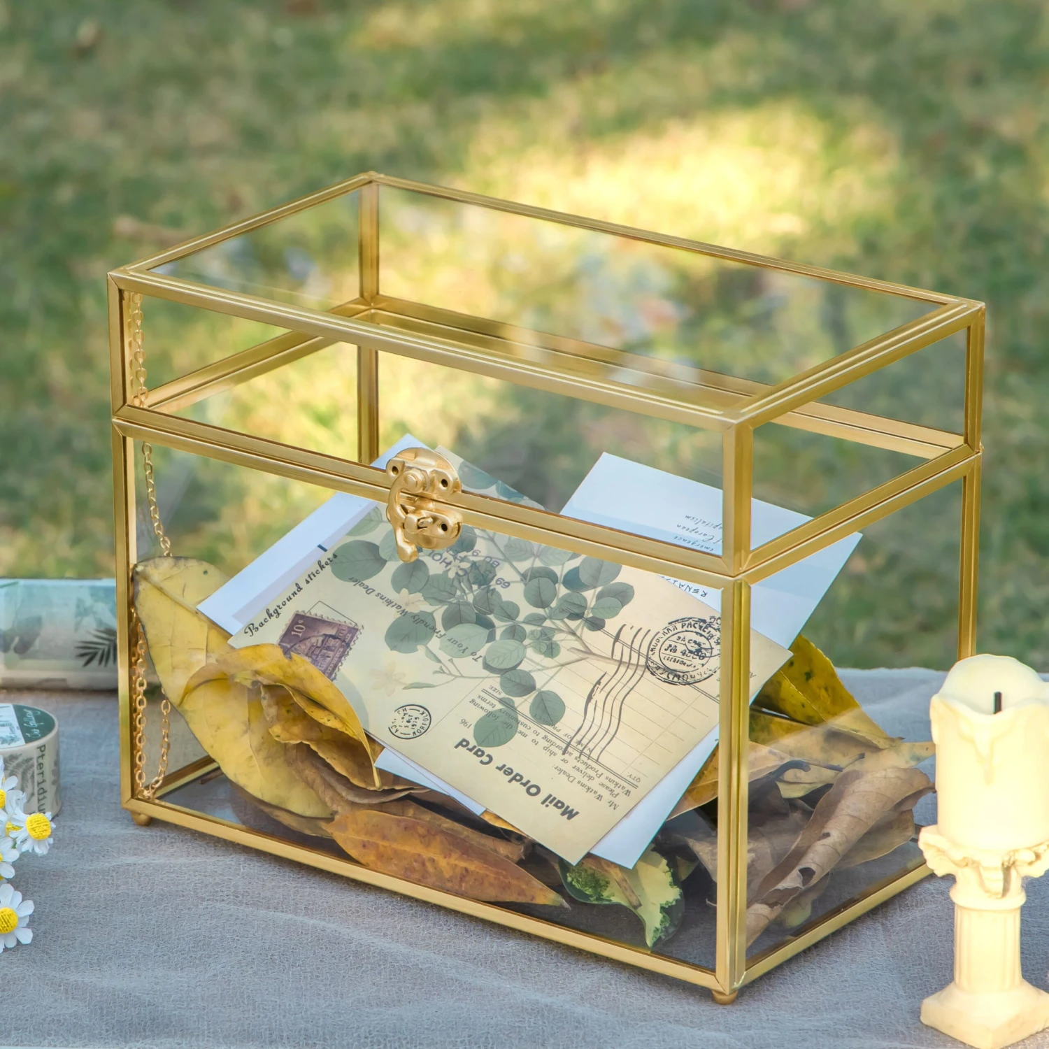 Handmade Vintage Geometric Glass Card Box Organizer Terrarium With Latch For Wedding Reception 1 Handmade Vintage Geometric Glass Card Box Organizer Terrarium With Latch For Wedding Reception