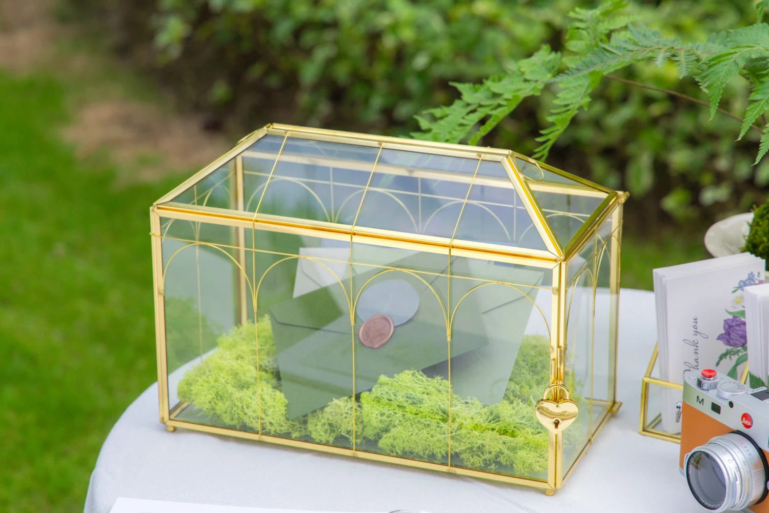 12.6" Handmade Victorian Church Gold Wedding Card Box With Slot And Lock 9 12.6" Handmade Victorian Church Gold Wedding Card Box With Slot And Lock - Image 9