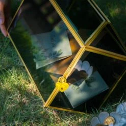 Handmade Black And Gold Large Geometric Glass Donation Box Terrarium With Slot And Lock -Ncyp Garden Sale Shop 290A9047