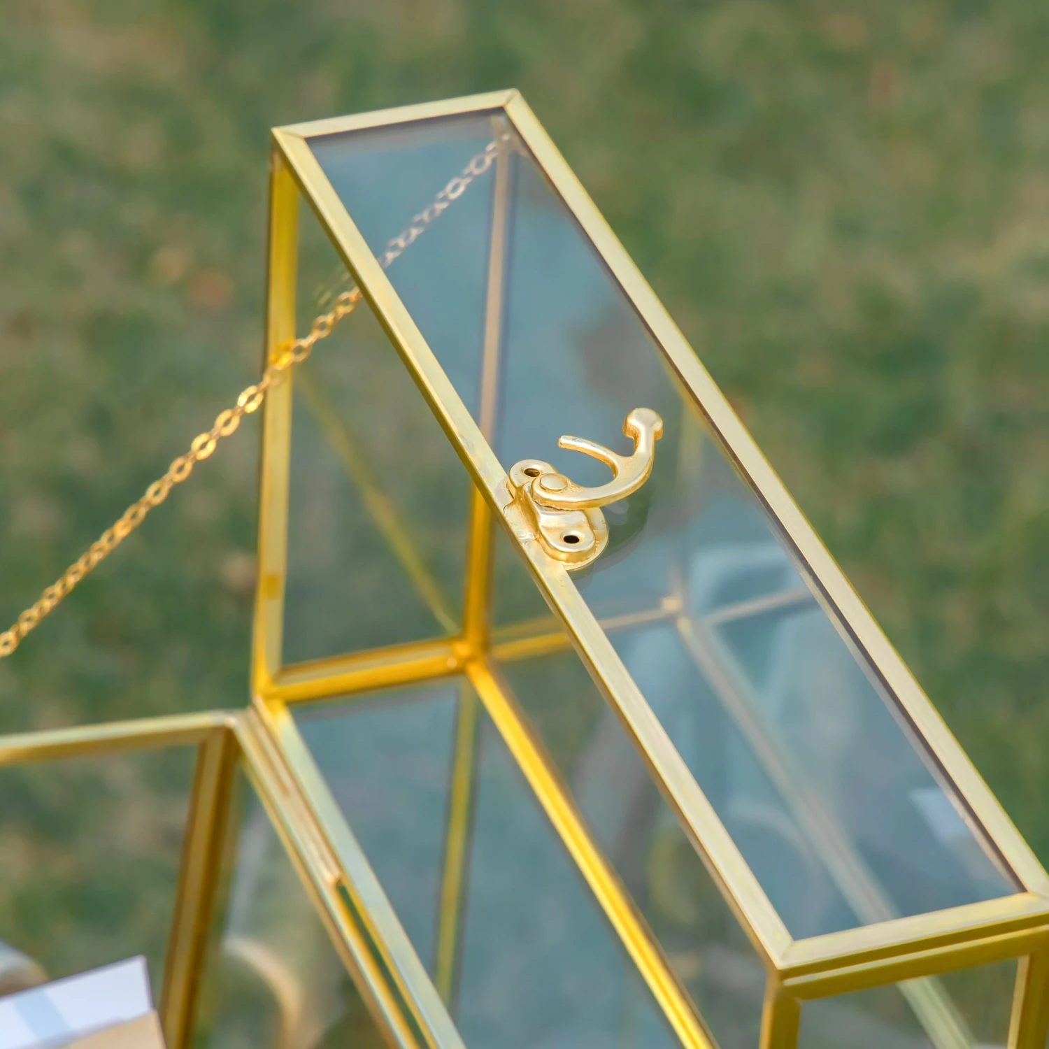 Handmade Vintage Geometric Glass Card Box Organizer Terrarium With Latch For Wedding Reception 6 Handmade Vintage Geometric Glass Card Box Organizer Terrarium With Latch For Wedding Reception - Image 6