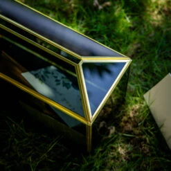 Handmade Black And Gold Large Geometric Glass Donation Box Terrarium With Slot And Lock -Ncyp Garden Sale Shop 290A9085