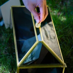 Handmade Black And Gold Large Geometric Glass Donation Box Terrarium With Slot And Lock -Ncyp Garden Sale Shop 290A9098 3