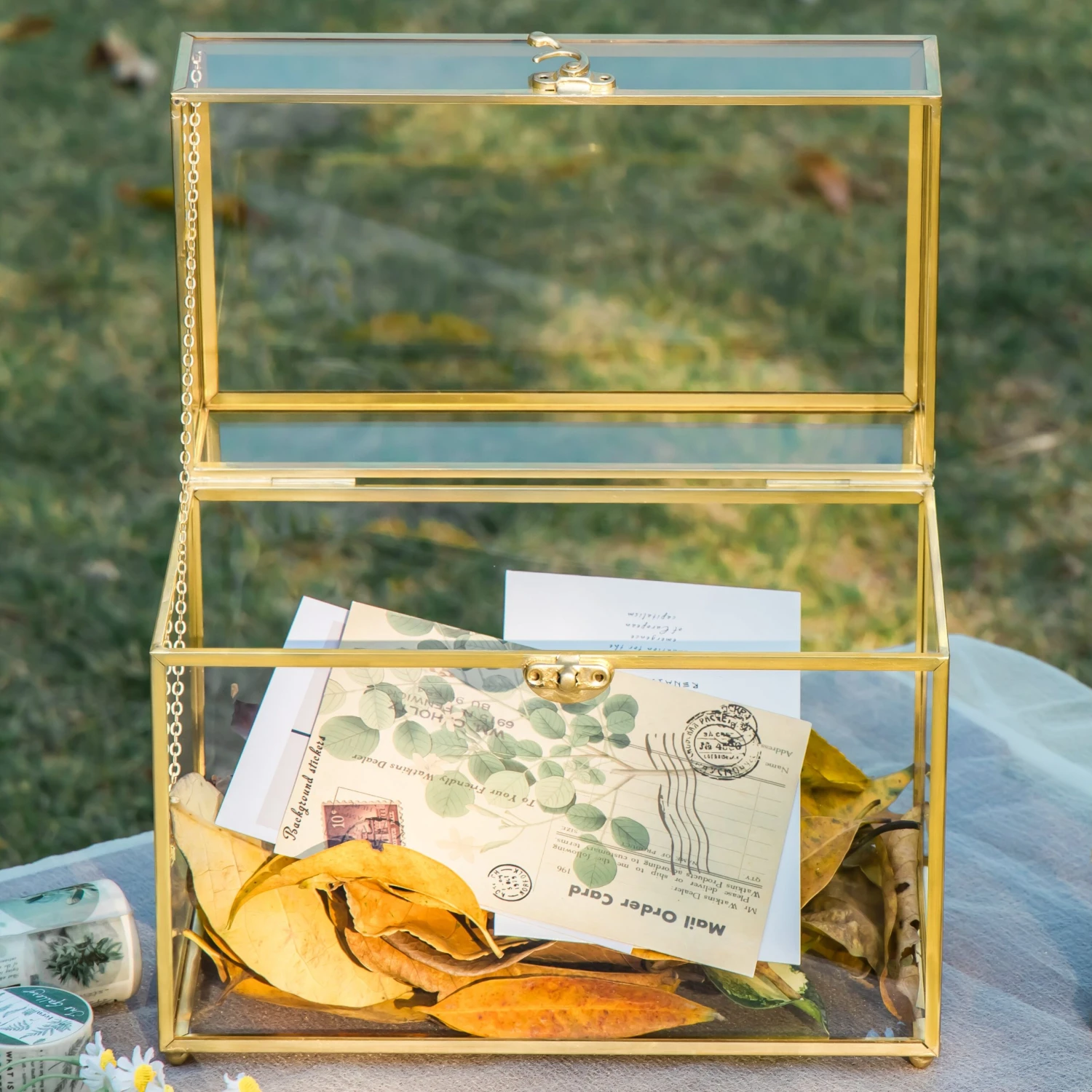 Handmade Vintage Geometric Glass Card Box Organizer Terrarium With Latch For Wedding Reception 9 Handmade Vintage Geometric Glass Card Box Organizer Terrarium With Latch For Wedding Reception - Image 9