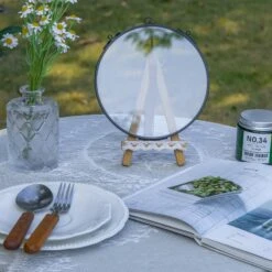 6" Black Wall Hanging RoundHerbarium Brass Glass Frame For Pressed Flowers, Poster, Double Glass, Floating Frame -Ncyp Garden Sale Shop 290A9310