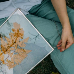 Handmade Silver 11x14" Hanging Double Glass Pressed Flower Floating Frame -Ncyp Garden Sale Shop 290A9579