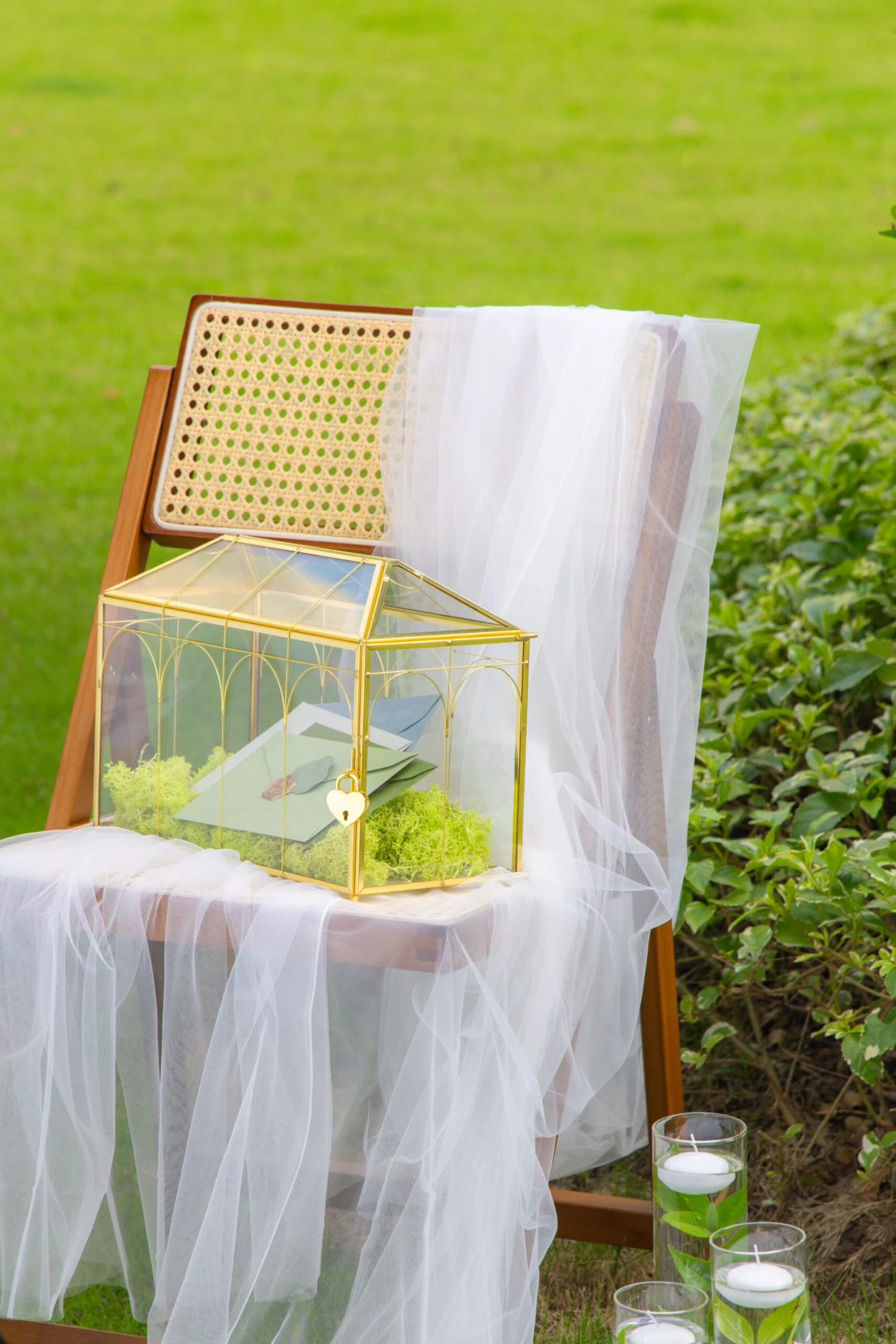 12.6" Handmade Victorian Church Gold Wedding Card Box With Slot And Lock 20 12.6" Handmade Victorian Church Gold Wedding Card Box With Slot And Lock - Image 20