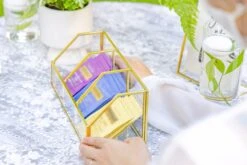 Glass Gold Tea Bag Box, 3 Compartments Box, Tea Lovers Gift Box, Tea Organizer, Christmas Gift -Ncyp Garden Sale Shop 290A9732