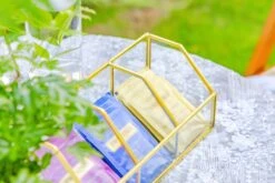 Glass Gold Tea Bag Box, 3 Compartments Box, Tea Lovers Gift Box, Tea Organizer, Christmas Gift -Ncyp Garden Sale Shop 290A9753