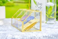 Glass Gold Tea Bag Box, 3 Compartments Box, Tea Lovers Gift Box, Tea Organizer, Christmas Gift -Ncyp Garden Sale Shop 290A9775