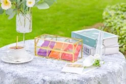 Glass Gold Tea Bag Box, 3 Compartments And Lid Storage Box, Tea Lovers Gift Box, Tea Organizer, Christmas Gift -Ncyp Garden Sale Shop 290A9874