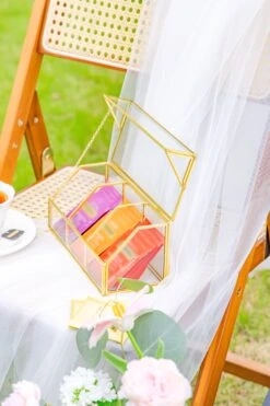 Glass Gold Tea Bag Box, 3 Compartments And Lid Storage Box, Tea Lovers Gift Box, Tea Organizer, Christmas Gift -Ncyp Garden Sale Shop 290A9941