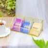 Glass Gold Tea Bag Box, 3 Compartments Box, Tea Lovers Gift Box, Tea Organizer, Christmas Gift