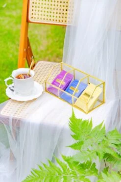 Glass Gold Tea Bag Box, 3 Compartments Box, Tea Lovers Gift Box, Tea Organizer, Christmas Gift -Ncyp Garden Sale Shop 290A9967