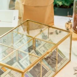 NCYP Glass Terrarium Box Tea Coffee Bag Storage Organizer Jewelry Counter 6 Grids Compartments Handcrafted Brass For Harney & Sons Tea Bag -Ncyp Garden Sale Shop 2 20201224001 4