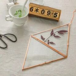 Hanging Triangle Herbarium Copper Glass Frame For Pressed Flowers Dried Flowers Poster 17 Hanging Triangle Herbarium Copper Glass Frame For Pressed Flowers Dried Flowers Poster -Ncyp Garden Sale Shop 3014