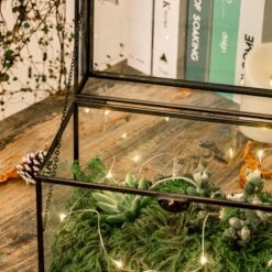 Black Geometric Glass Card Box Terrarium Foot Latch Handmade Rectangular For Wedding Receiption Wishwell Keepsake -Ncyp Garden Sale Shop 5193