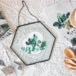 Hanging Black Hexagon Herbarium Brass Glass Frame For Pressed Flowers Dried Flowers Floating Frame 16 Hanging Black Hexagon Herbarium Brass Glass Frame For Pressed Flowers Dried Flowers Floating Frame -Ncyp Garden Sale Shop 8637
