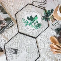 Hanging Black Hexagon Herbarium Brass Glass Frame For Pressed Flowers Dried Flowers Floating Frame 18 Hanging Black Hexagon Herbarium Brass Glass Frame For Pressed Flowers Dried Flowers Floating Frame -Ncyp Garden Sale Shop 8641