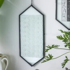 NCYP Vintage Black Brass Floating Hanging Glass Long Hexagon Photo Frame For Fern, Pressed Flower -Ncyp Garden Sale Shop 8990