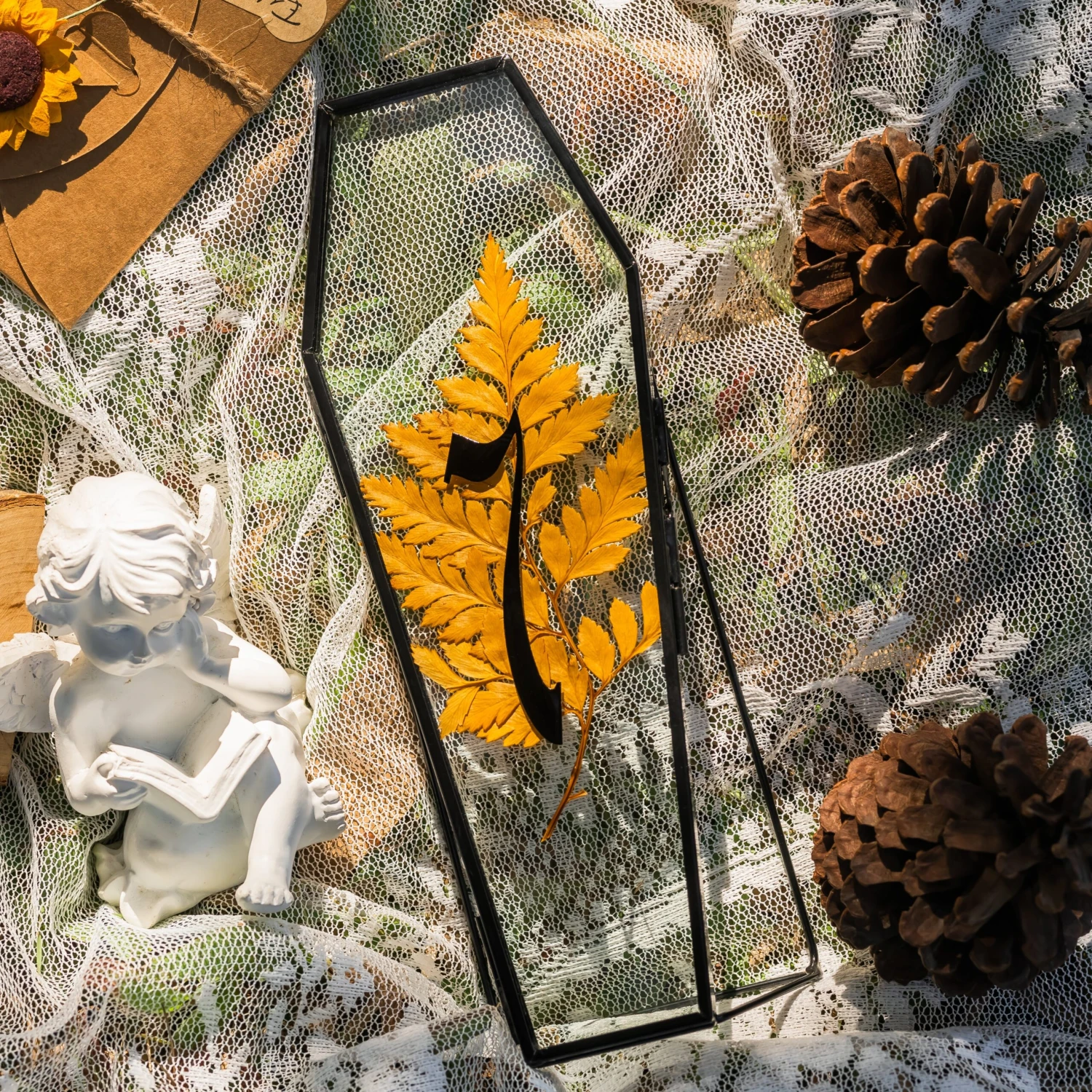 Brass Gold Tabletop Vintage Frame Geometric Ornament Plant Specimen Clip Modern Decor Card Holder 5X7" Reception 18 Brass Gold Tabletop Vintage Frame Geometric Ornament Plant Specimen Clip Modern Decor Card Holder 5X7" Reception - Image 18