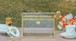 NCYP Wedding Card Box With Slot And Lock - 9.8x5.6x7.7 Inches - Gold Glass Envelope Box With Lid For Birthday Party Reception - Vintage Rectangular Centerpiece Decoration Handmade (Glass Box Only) -Ncyp Garden Sale Shop G01A1316