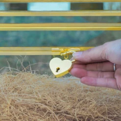 NCYP Wedding Card Box With Slot And Lock - 9.8x5.6x7.7 Inches - Gold Glass Envelope Box With Lid For Birthday Party Reception - Vintage Rectangular Centerpiece Decoration Handmade (Glass Box Only) -Ncyp Garden Sale Shop G01A1402