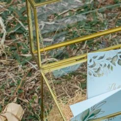 NCYP Wedding Card Box With Slot And Lock - 9.8x5.6x7.7 Inches - Gold Glass Envelope Box With Lid For Birthday Party Reception - Vintage Rectangular Centerpiece Decoration Handmade (Glass Box Only) -Ncyp Garden Sale Shop G01A1483