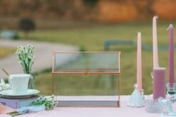Geometric Glass Card Box Terrarium, Rose Gold, Pink House Shape Handmade, Pure Copper,for Wedding Reception, Wishwell, Keepsake Centerpiece -Ncyp Garden Sale Shop G01A1840