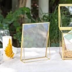 NCYP Tabletop Gold 5x7, 6x8 5.5x7 Brass Glass Photo Picture Display Frame -Ncyp Garden Sale Shop G01A2147