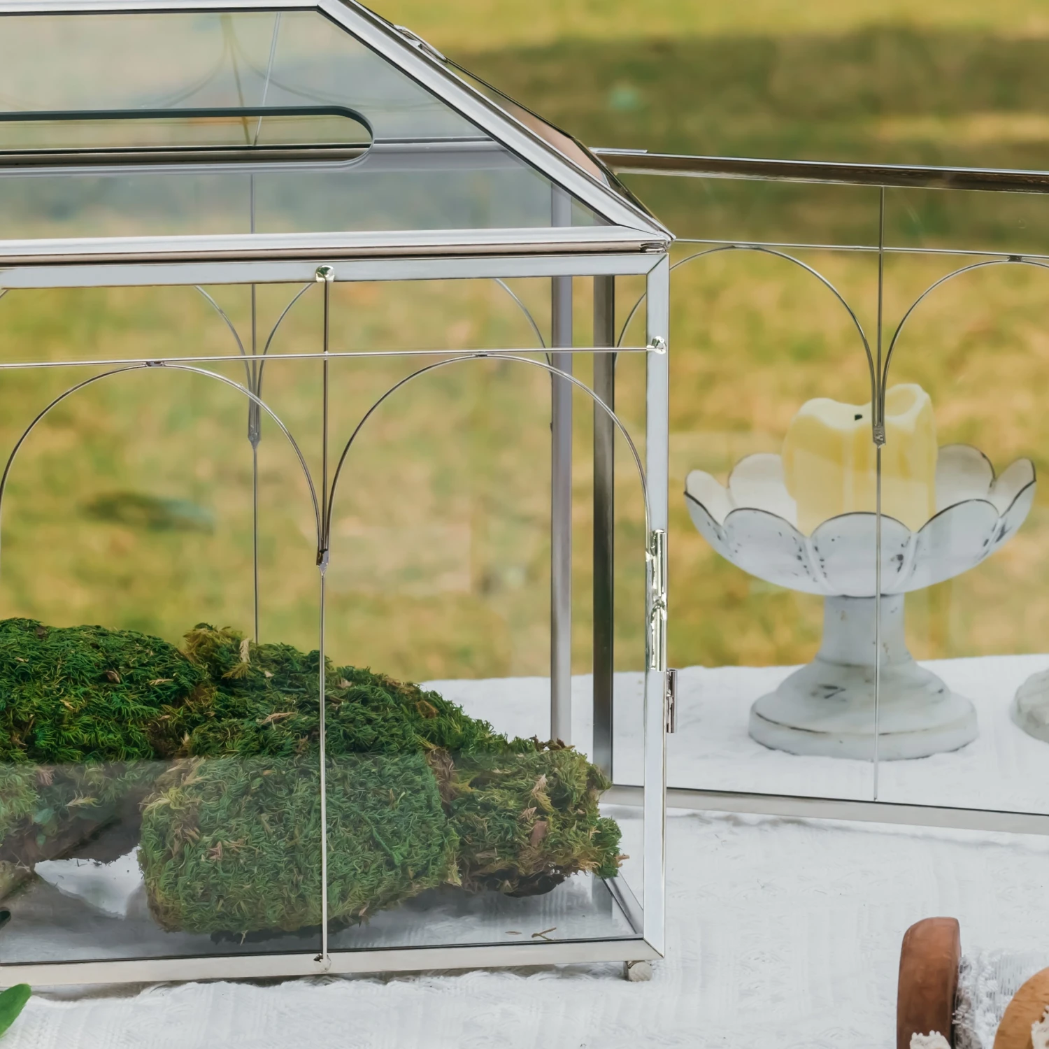 Vintage Silver Large Geometric Glass Card Box Terrarium With Slot, Heart Lock, Foot, Handmade Brass For Wedding Reception Wishwell Keepsake 13 Vintage Silver Large Geometric Glass Card Box Terrarium With Slot, Heart Lock, Foot, Handmade Brass For Wedding Reception Wishwell Keepsake - Image 13