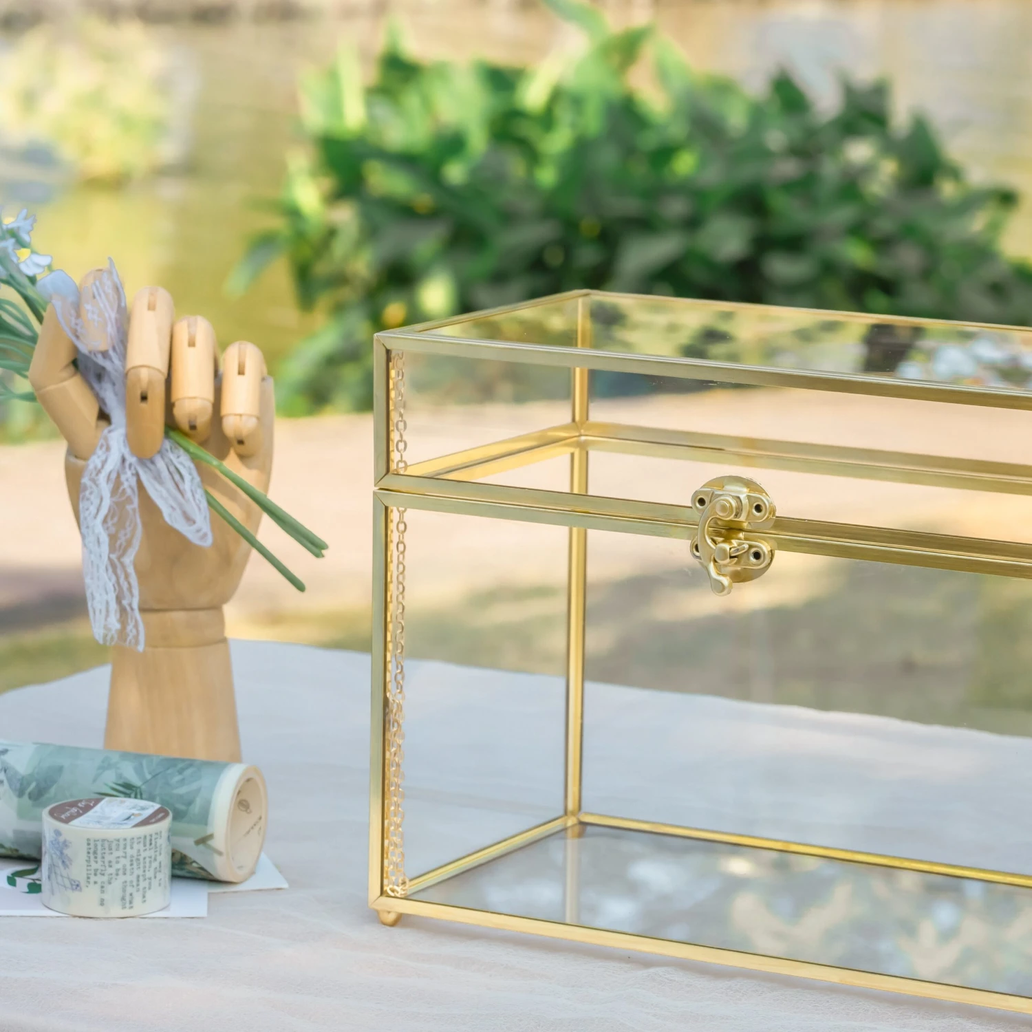 Handmade Vintage Geometric Glass Card Box Organizer Terrarium With Latch For Wedding Reception 2 Handmade Vintage Geometric Glass Card Box Organizer Terrarium With Latch For Wedding Reception - Image 2