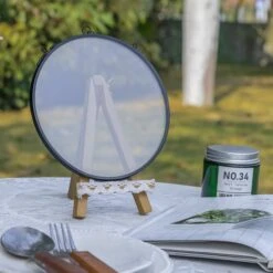 6" Black Wall Hanging RoundHerbarium Brass Glass Frame For Pressed Flowers, Poster, Double Glass, Floating Frame -Ncyp Garden Sale Shop G01A2826