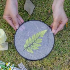 6" Black Wall Hanging RoundHerbarium Brass Glass Frame For Pressed Flowers, Poster, Double Glass, Floating Frame -Ncyp Garden Sale Shop G01A2993