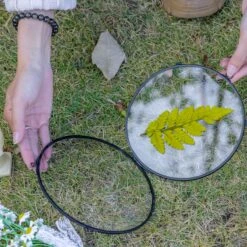 6" Black Wall Hanging RoundHerbarium Brass Glass Frame For Pressed Flowers, Poster, Double Glass, Floating Frame -Ncyp Garden Sale Shop G01A3001