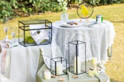 Short Handmade Black Glass Candle Holder, Square, 3.9" -Ncyp Garden Sale Shop G01A3072